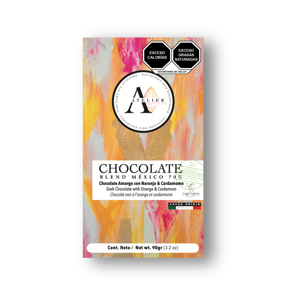 BLEND MX 70% Chocolate Bar WITH ORANGE & CARDAMOM, 90g