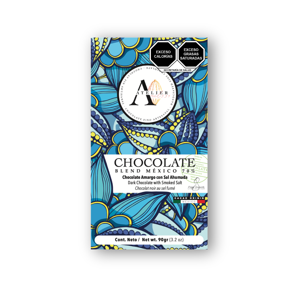 BLEND MX Barre de Chocolat 70% AU SEL FUMÉ, 90g