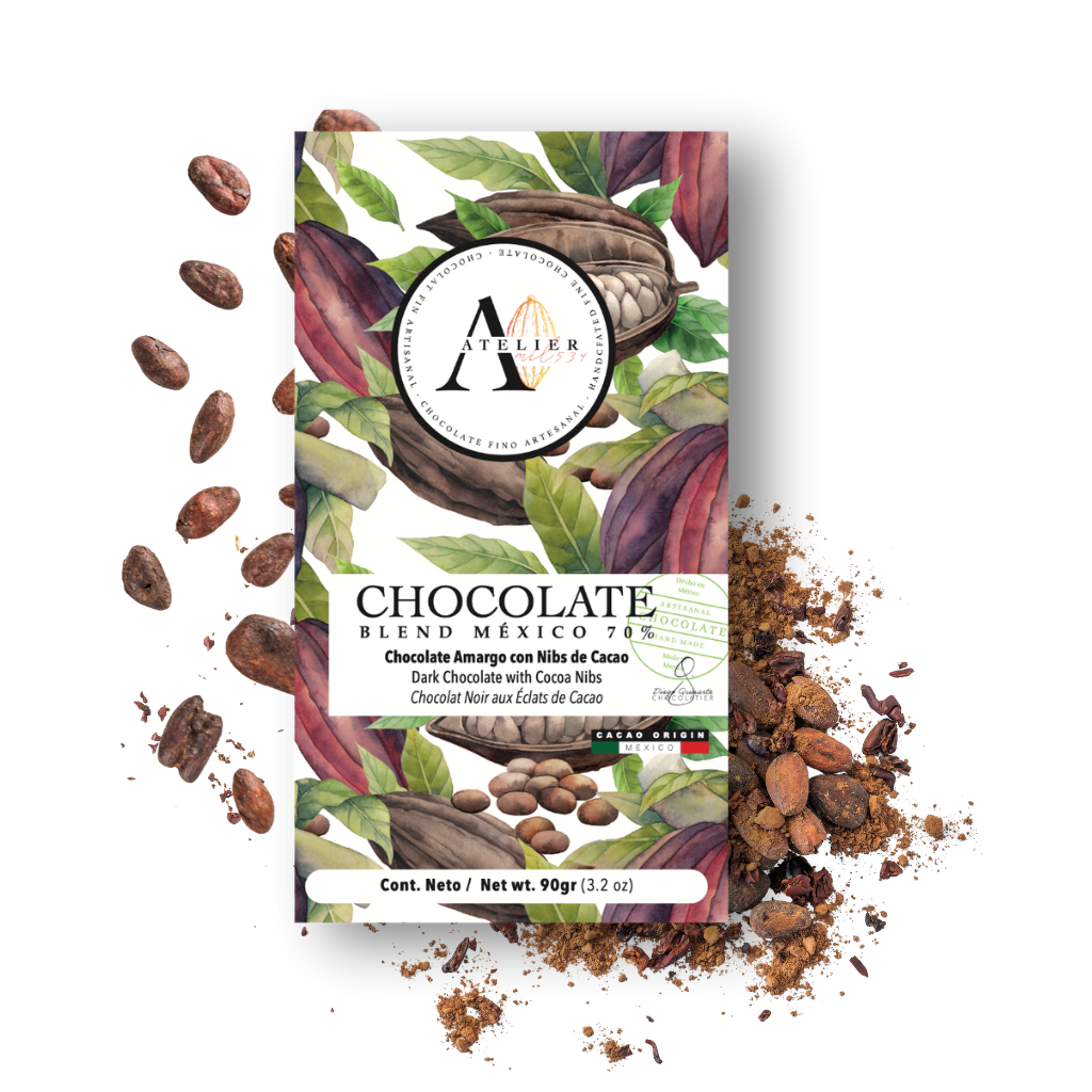 BLEND MX Barre de Chocolat 70% AVEC FEUILLES DE MENTHE, 90g