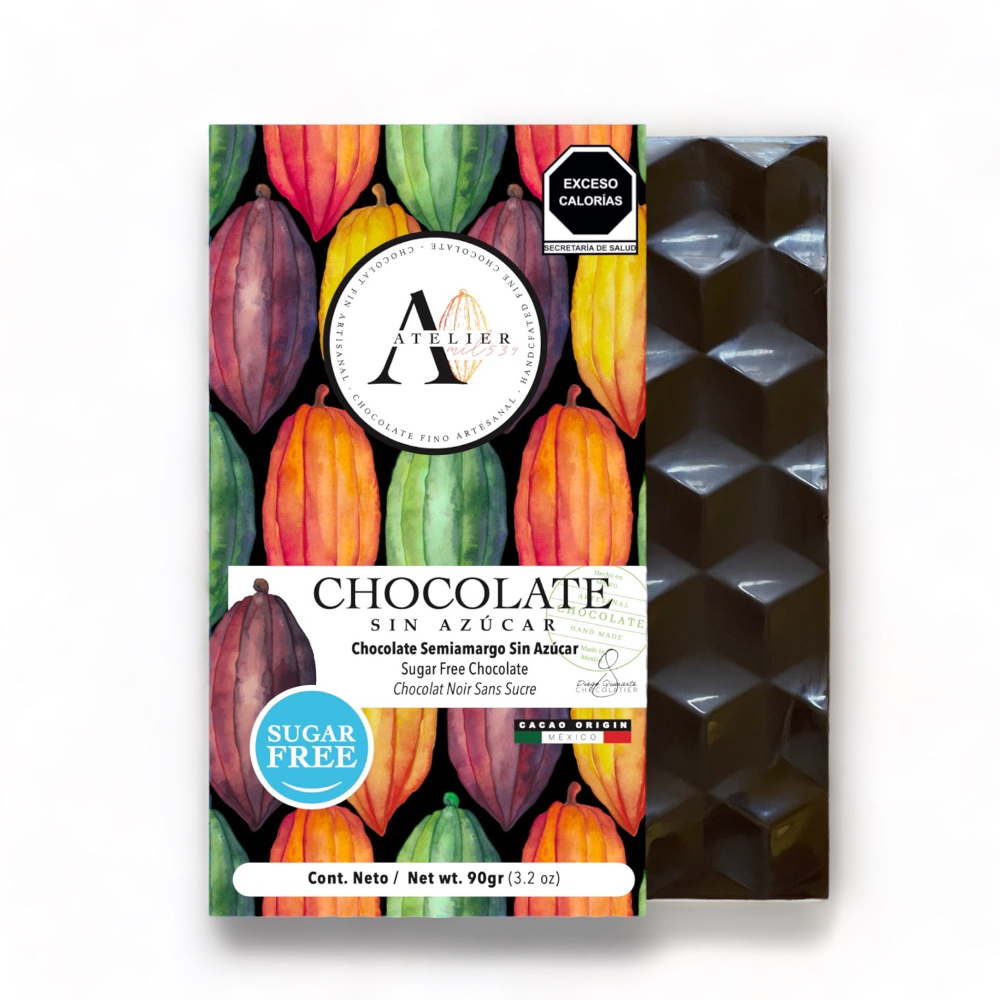 Tableta de Chocolate SIN AZÚCAR, 90g