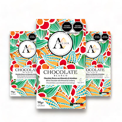 WHITE Chocolate bar WITH ALMOND, CRANBERRIES & SALT, 90g