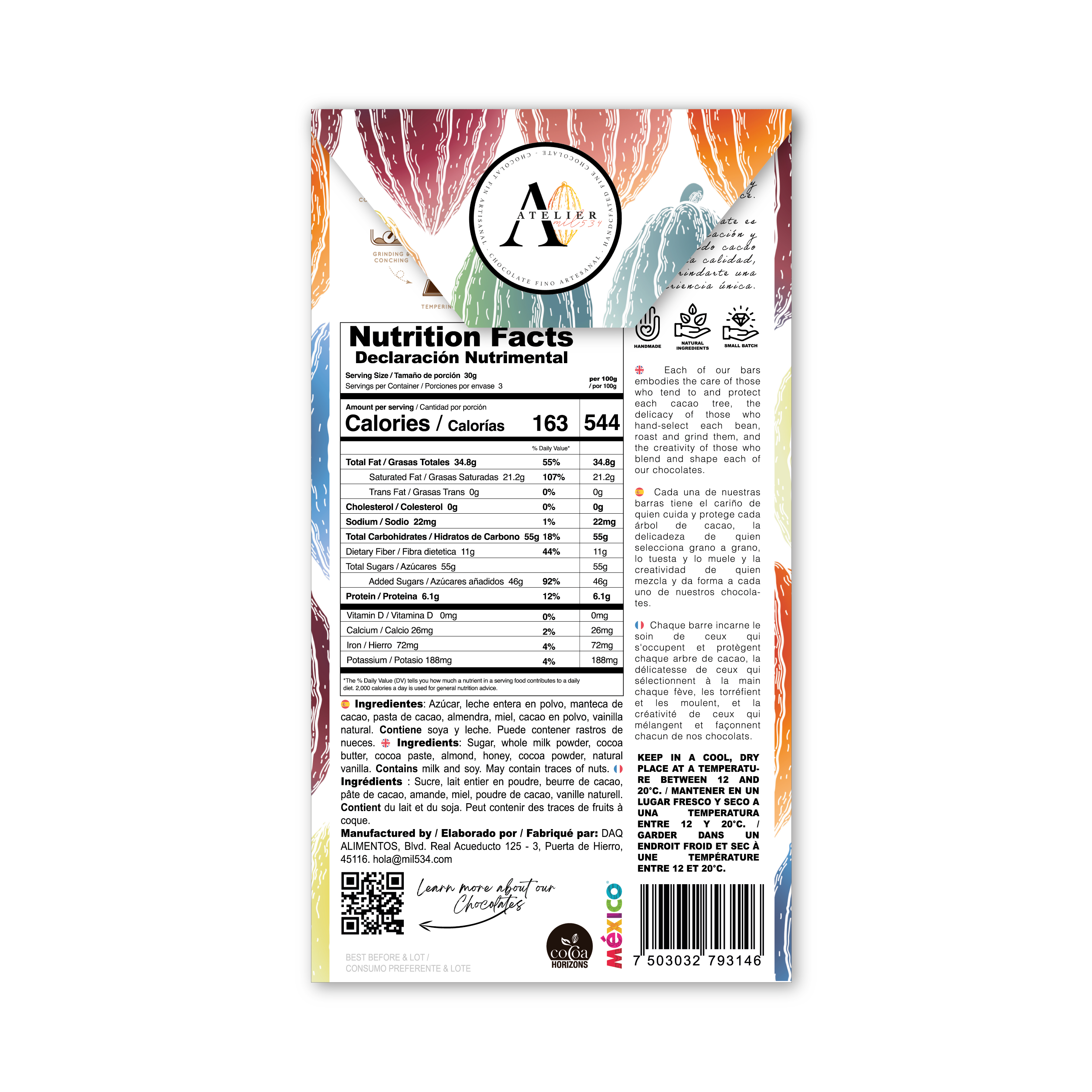 MILK, ALMOND & HONEY Chocolate bar, 90g