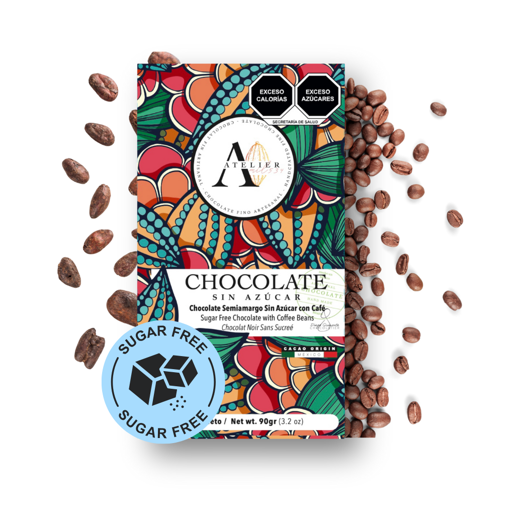 Barre de Chocolat SANS SUCRE AU CAFÉ CHIAPAS, 90g