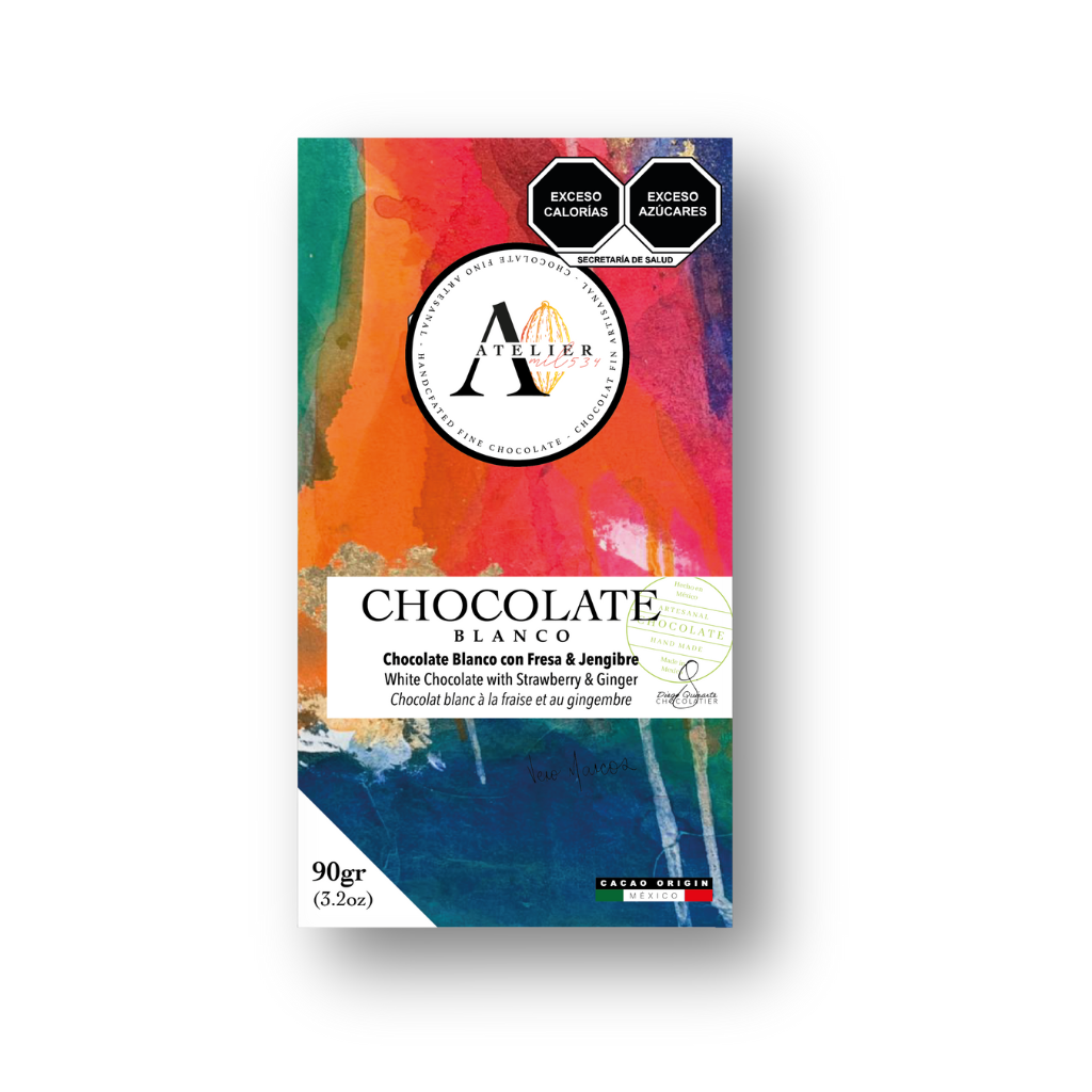 WHITE Chocolate bar WITH STRAWBERRY & GINGER, 90g