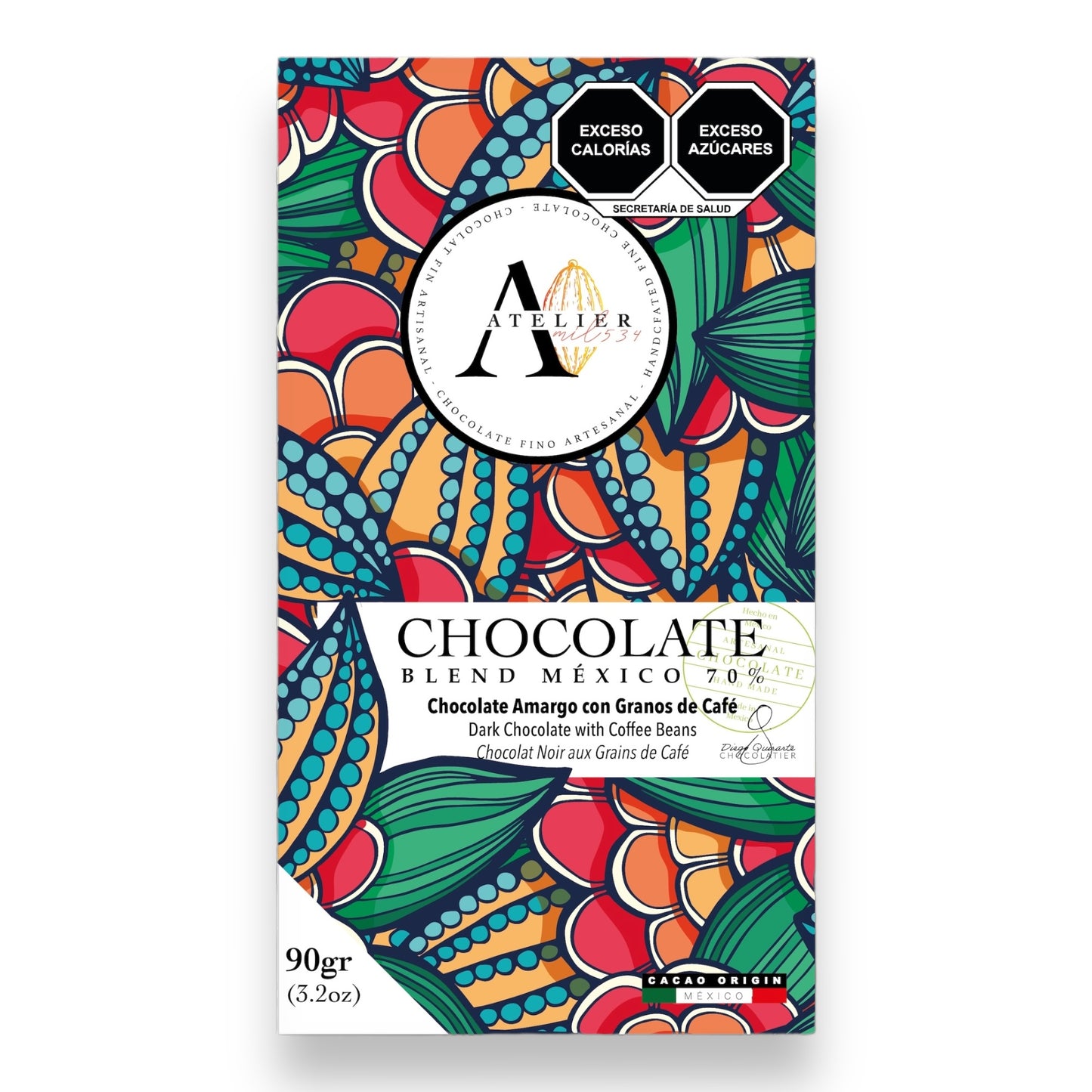 Barre de chocolat 70% BLEND MX AU CAFÉ CHIAPAS, 90g