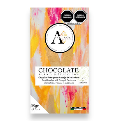 BLEND MX 70% Chocolate Bar WITH ORANGE & CARDAMOM, 90g