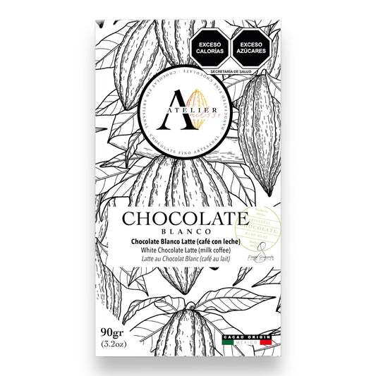 Barre de Chocolat BLANC AVEC CAFÉ [LATTE], 90g