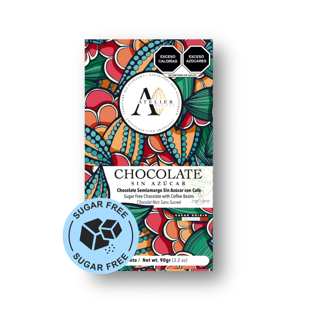 Barre de Chocolat SANS SUCRE AU CAFÉ CHIAPAS, 90g